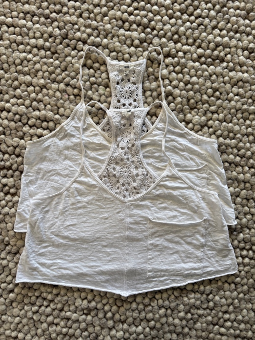 Aerie Summer House Crochet Back Cropped Tank Top (quantity: 2)